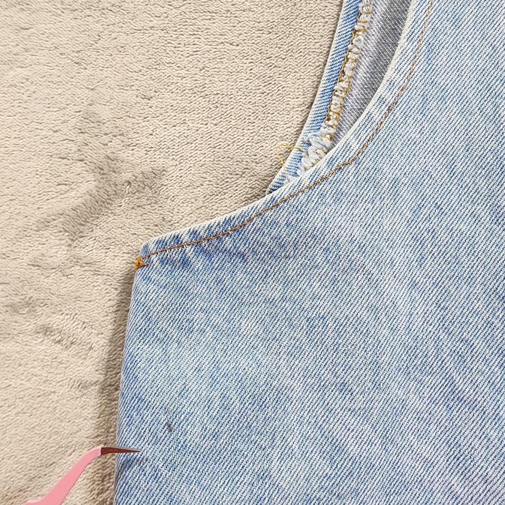 Vintage ACME Clothing Co Vest Mens L Blue Denim Bugs Bunny Daffy Duck Cartoon - Picture 7 of 14